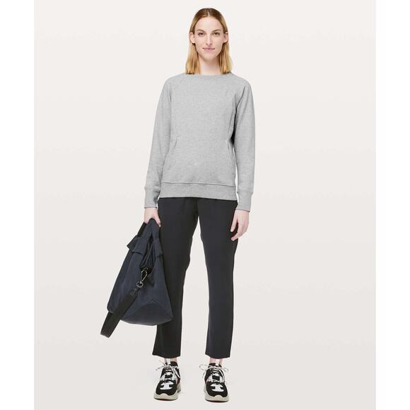 Lululemon Scuba Crew Heathered Core Light Grey Sweatshirt Kangaroo Pocket Sz 12 - Picture 15 of 16